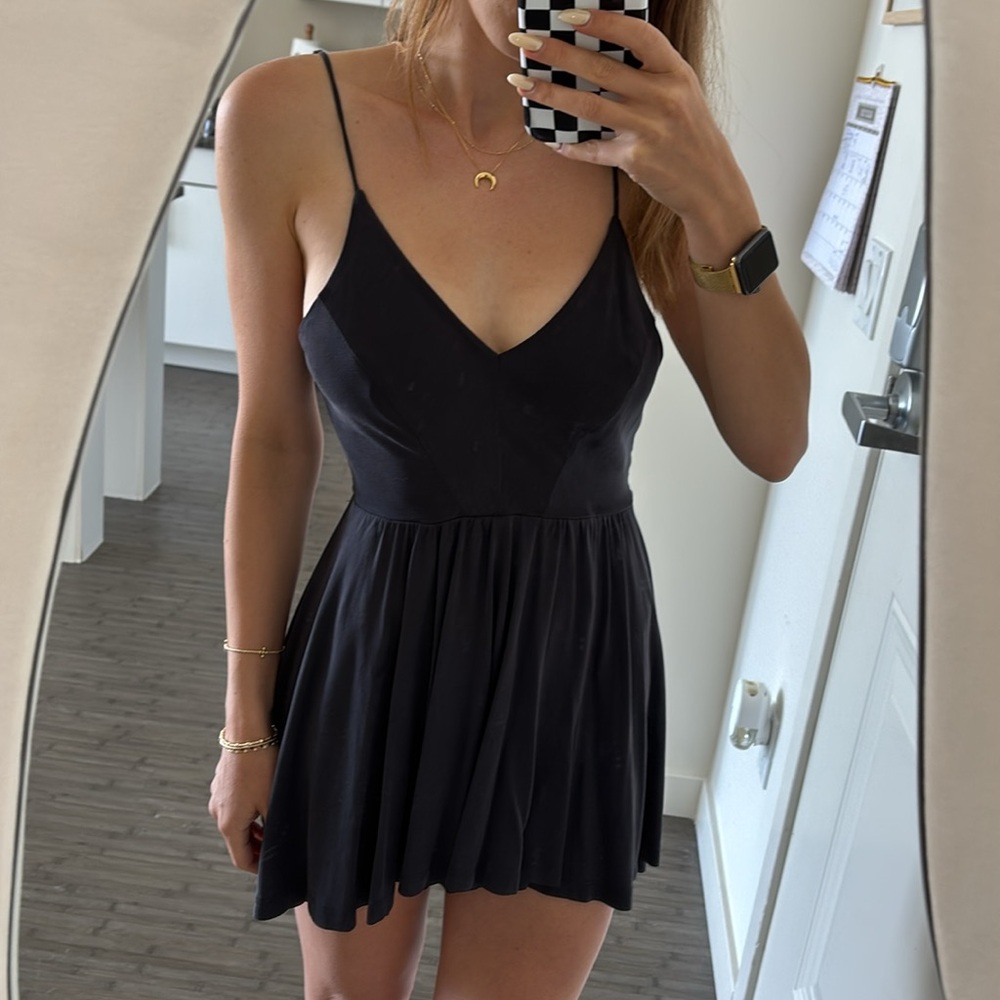 Urban outfitters silence + noise charcoal grey romper with low cut back